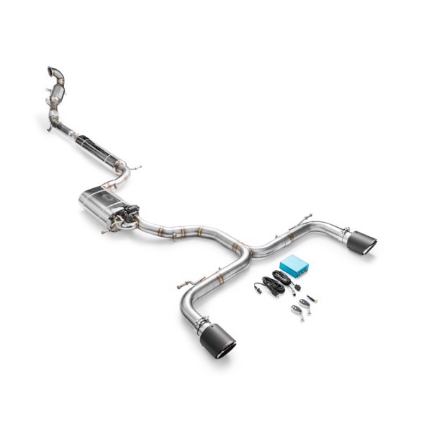 RM Motors Complete exhaust system for Seat Leon Cupra 3 with sport catalyst Emission standard - Euro 3, Capacity - 200 cpsi, Tip diameter - 101 mm, Exhaust tip - 7
