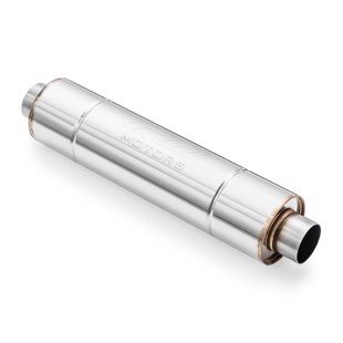 RM Motors Sports straight through silencer RM02 with Embossing Can length - 250 mm, Inlet diameter - 60 mm, Can diameter - 140 mm