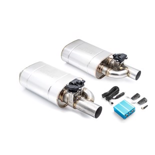 RM Motors Set of silencers with valves E300 Can length - 350 mm, Inlet diameter - 76 mm, Valve type - Electric