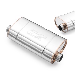 RM Motors Universal E007 elliptical silencer Can length - 300 mm, Embossing - Yes, Inlet diameter - 50 mm